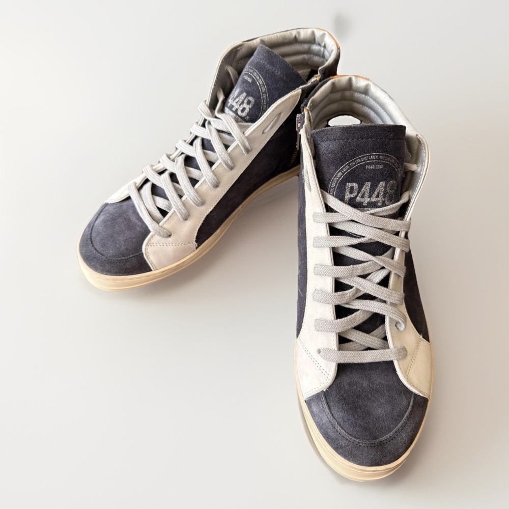 P448 Shoes Mens Size 9 Multicolor Suede High Top Zipper Sneakers Casual